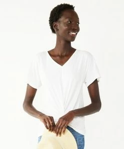 Women's Nine West Short Sleeve V-Neck Twist Front Top Lavender Mauve -Nine West Shop unnamed file 6563