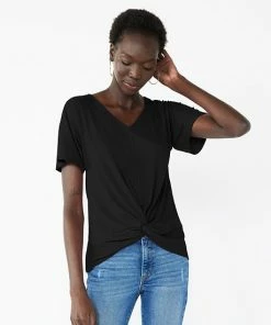 Women's Nine West Short Sleeve V-Neck Twist Front Top Lavender Mauve -Nine West Shop unnamed file 6565