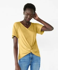 Women's Nine West Short Sleeve V-Neck Twist Front Top Lavender Mauve -Nine West Shop unnamed file 6567