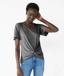 Women's Nine West Short Sleeve V-Neck Twist Front Top Lavender Mauve -Nine West Shop unnamed file 6569