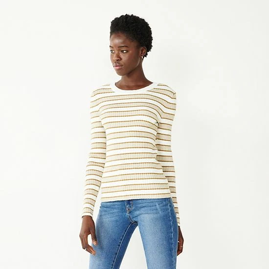 Women's Nine West Ribbed Crewneck Sweater Light Pink 1 Women's Nine West Ribbed Crewneck Sweater Light Pink