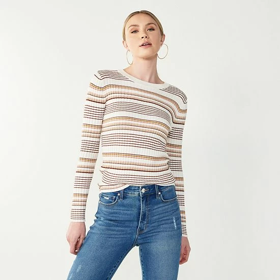 Women's Nine West Ribbed Crewneck Sweater Light Pink 4 Women's Nine West Ribbed Crewneck Sweater Light Pink - Image 4