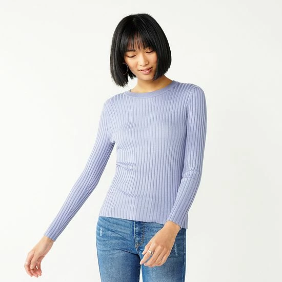 Women's Nine West Ribbed Crewneck Sweater Light Pink 6 Women's Nine West Ribbed Crewneck Sweater Light Pink - Image 6