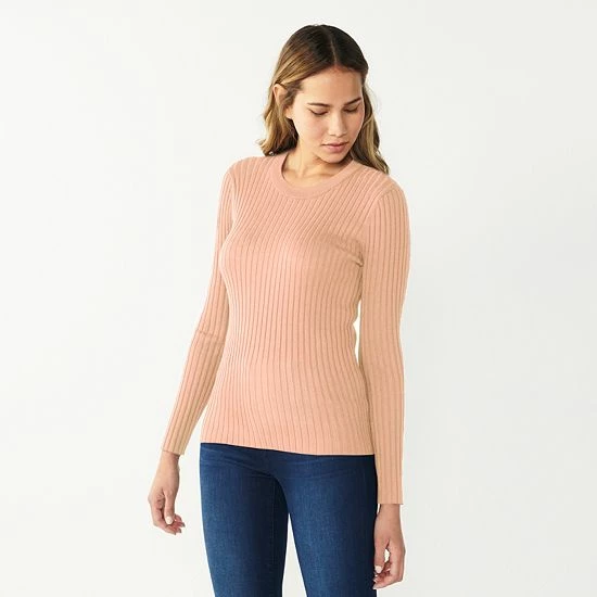 Women's Nine West Ribbed Crewneck Sweater Light Pink 9 Women's Nine West Ribbed Crewneck Sweater Light Pink - Image 9