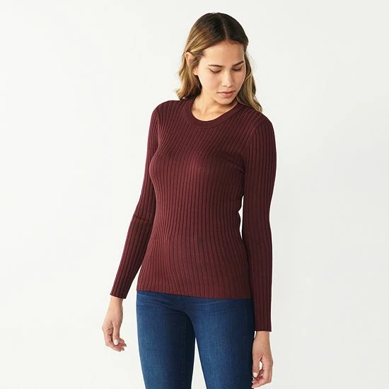 Women's Nine West Ribbed Crewneck Sweater Light Pink 11 Women's Nine West Ribbed Crewneck Sweater Light Pink - Image 11