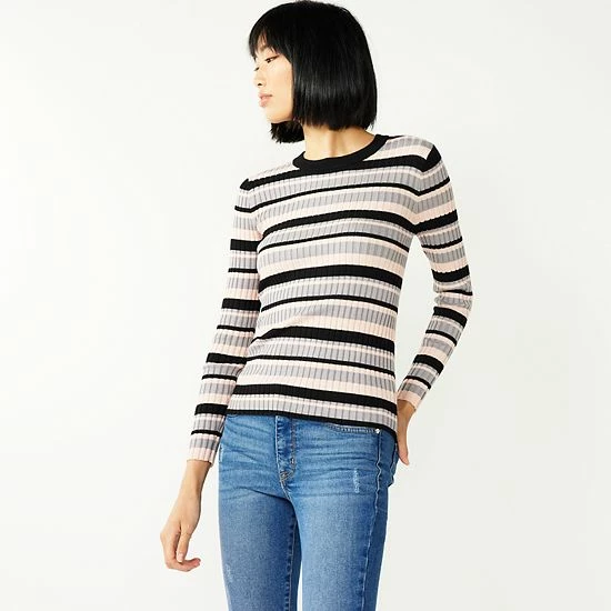 Women's Nine West Ribbed Crewneck Sweater Light Pink 12 Women's Nine West Ribbed Crewneck Sweater Light Pink - Image 12