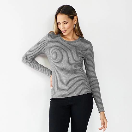 Women's Nine West Ribbed Crewneck Sweater Light Pink 13 Women's Nine West Ribbed Crewneck Sweater Light Pink - Image 13