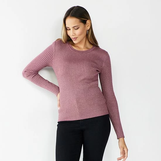Women's Nine West Ribbed Crewneck Sweater Light Pink 15 Women's Nine West Ribbed Crewneck Sweater Light Pink - Image 15