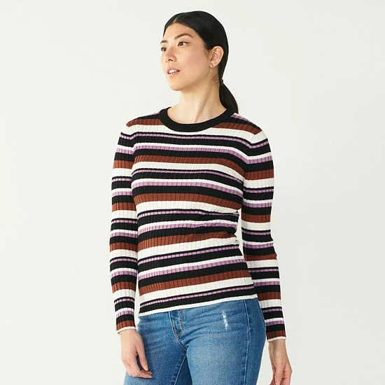 Women's Nine West Ribbed Crewneck Sweater Light Pink 18 Women's Nine West Ribbed Crewneck Sweater Light Pink - Image 18