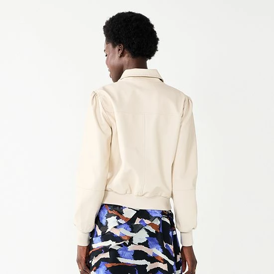 Women's Nine West Faux-Leather Aviator Jacket Mineral Black 2 Women's Nine West Faux-Leather Aviator Jacket Mineral Black - Image 2