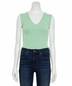 Women's Nine West Rib Wide Strap V-Neck Bodysuit Philip Brown -Nine West Shop unnamed file 6600