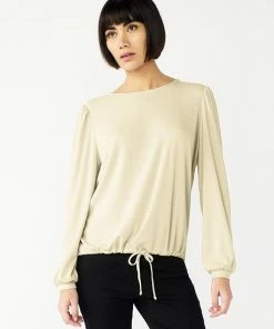 Women's Nine West Knot-Front Balloon-Sleeve Top Cocoa Loco Stripe -Nine West Shop unnamed file 6609