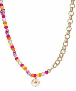 Nine West Gold Tone Chain And Disc Pendant Necklace