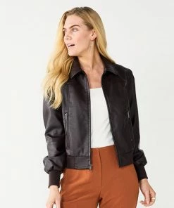 Women's Nine West Faux-Leather Aviator Jacket Mineral Black 9 Women's Nine West Faux-Leather Aviator Jacket Mineral Black -Nine West Shop unnamed file 662
