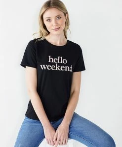 Women's Nine West Short Sleeve Graphic Tee Hello Weekend -Nine West Shop unnamed file 6626