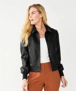 Women's Nine West Faux-Leather Aviator Jacket Mineral Black 11 Women's Nine West Faux-Leather Aviator Jacket Mineral Black -Nine West Shop unnamed file 664