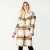 Women's Nine West Double-Breasted Faux-Wool Coat Brown White Plaid