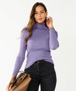 Women's Nine West Rib Turtleneck Top Fairy Lavender -Nine West Shop unnamed file 70