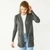 Petite Nine West Essential Raglan Cardigan Coal Heather