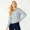 Women's Nine West Boatneck Stripe Stitch Sweater Navy Stripe