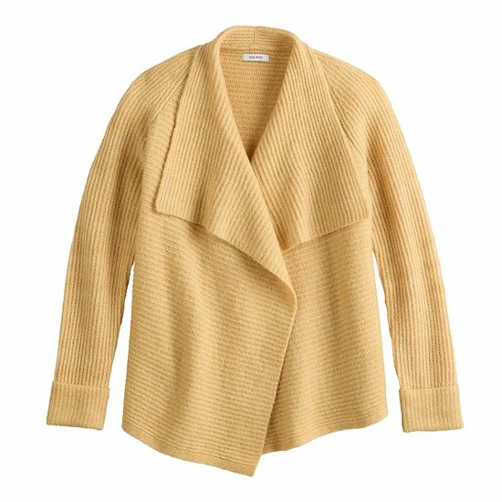 Women's Nine West Drapey Rib Cardigan Melange Camel 3 Women's Nine West Drapey Rib Cardigan Melange Camel - Image 3