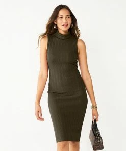 Women's Nine West Turtleneck Bodycon Dress Baked Nutmeg -Nine West Shop unnamed file 739