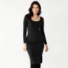 Women's Nine West Long Sleeve Squareneck Top Mineral Black