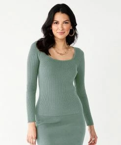 Women's Nine West Long Sleeve Squareneck Top Mineral Black -Nine West Shop unnamed file 745