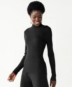 Women's Nine West Long Sleeve Mockneck Sweater Cherry Merlot