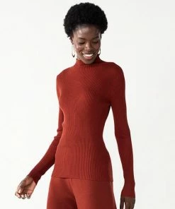 Women's Nine West Long Sleeve Mockneck Sweater Cherry Merlot -Nine West Shop unnamed file 749