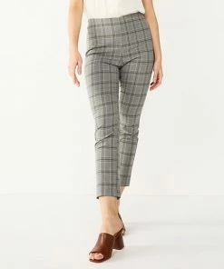 Women's Nine West Side Zip High-Waisted Skinny Ankle Pants Grey Tan Plaid -Nine West Shop unnamed file 757