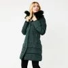 Women's Nine West Faux-Fur Hood Puffer Coat Marble