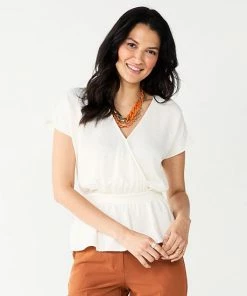 Women's Nine West Short Sleeve Peplum Wrap Top Fairy Lavender -Nine West Shop unnamed file 838