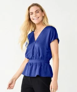 Women's Nine West Short Sleeve Peplum Wrap Top Fairy Lavender -Nine West Shop unnamed file 839