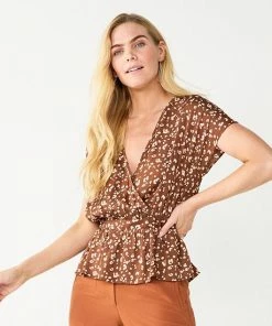 Women's Nine West Short Sleeve Peplum Wrap Top Fairy Lavender -Nine West Shop unnamed file 840