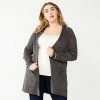 Plus Size Nine West Essential Raglan Cardigan Dark Zin Heather