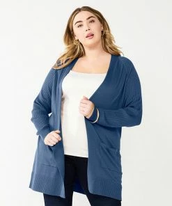 Plus Size Nine West Essential Raglan Cardigan Dark Zin Heather -Nine West Shop unnamed file 866