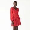 Women's Nine West Long Sleeve Smocked Mini Dress Cupid Bow