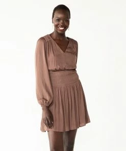 Women's Nine West Long Sleeve Smocked Mini Dress Cupid Bow -Nine West Shop unnamed file 893