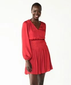 Women's Nine West Long Sleeve Smocked Mini Dress Cupid Bow -Nine West Shop unnamed file 895