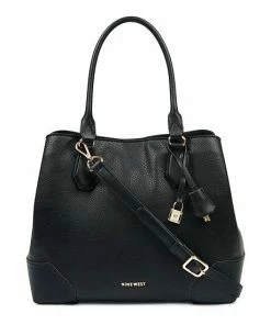 Nine West Brooklyn Jet Set Carryall Satchel Bag Brown Lattice