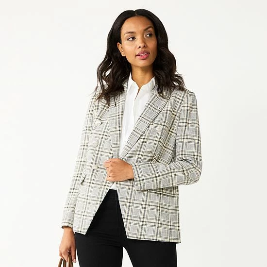 Women's Nine West Double Breasted Blazer Micro Check 4 Women's Nine West Double Breasted Blazer Micro Check - Image 4