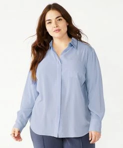 Plus Size Nine West Drapey Button Down Shirt Maddie Plum -Nine West Shop unnamed file 995