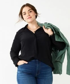 Plus Size Nine West Drapey Button Down Shirt Maddie Plum -Nine West Shop unnamed file 996